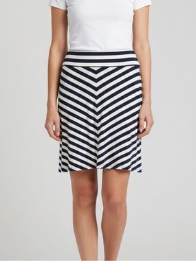 Navy and White Chevron Stripe Skater Skirt